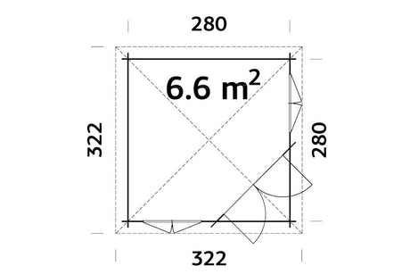 Palmako 5-Eck Gartenhaus Modell Melanie 44 280 x 280 cm Grundriss