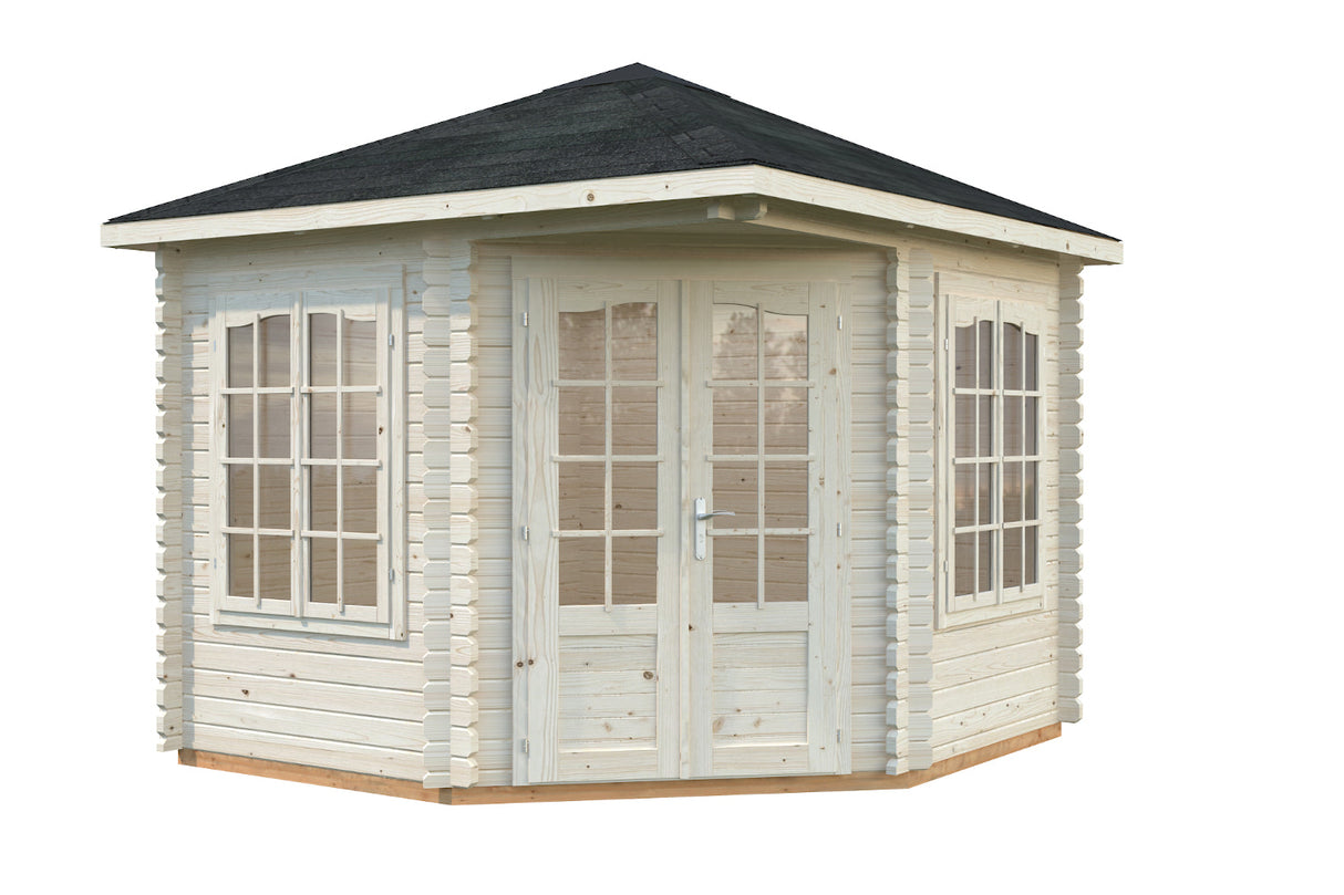 Palmako 5-Eck Gartenhaus Modell Melanie 44 280 x 280 cm naturbelassen  freigestellt