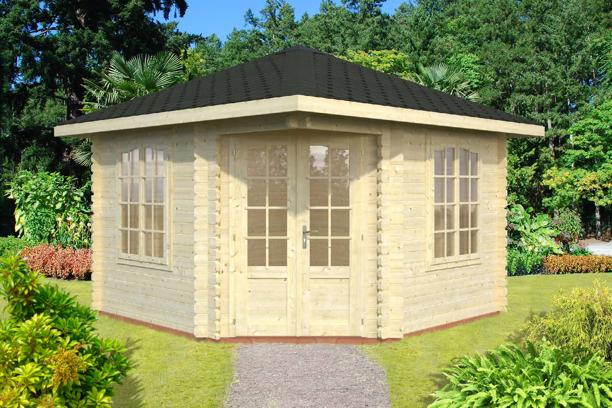 Palmako 5-Eck Gartenhaus Modell Melanie 44 330 x 330 cm naturbelassen 