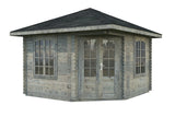 Palmako 5-Eck Gartenhaus Modell Melanie 44 330 x 330 cm grau tauchimprägniert freigestellt