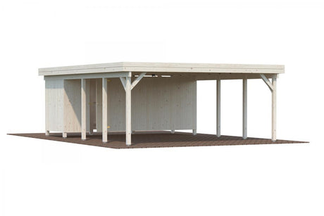 Palmako Anbauschuppen für Doppelcarport Karl 40,6 m² mit Carport freigestellt