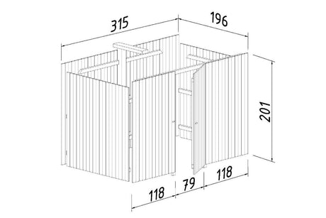 Palmako Anbauschuppen für Einzelcarport Karl 23,1 m² Abmessungen