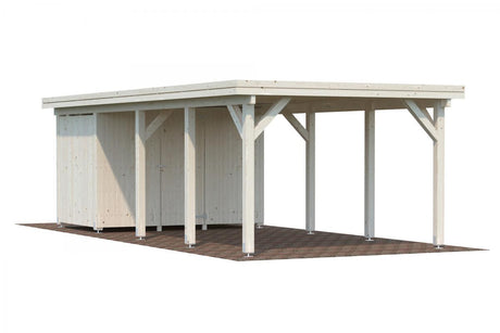 Palmako Anbauschuppen für Einzelcarport Karl 23,1 m² mit Carport freigestellt