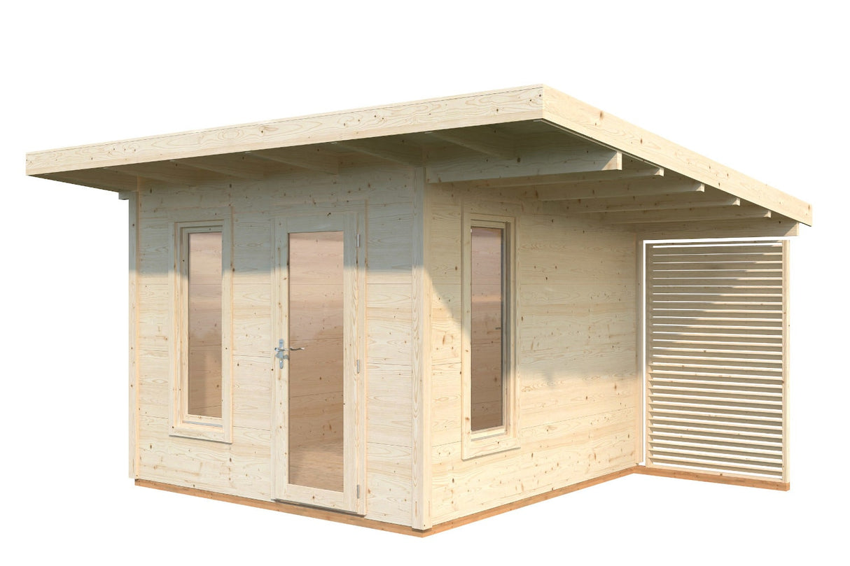 Palmako Gartenhaus Modell Grace 290 x 300 cm mit Dachüberstand rechts natur