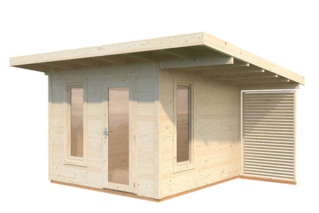 Palmako Gartenhaus Modell Grace 290 x 300 cm mit Dachüberstand rechts natur