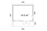 Palmako Gartenhaus Modell Grace 440 x 350 cm Grundriss