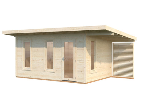 Palmako Gartenhaus Modell Grace 445 x 300 cm mit Dachüberstand rechts freigestellt