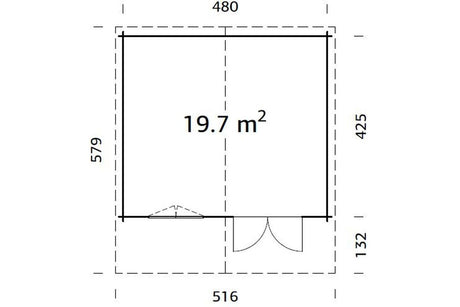 Palmako Gartenhaus Modell Britta 19,7 m² Grundriss