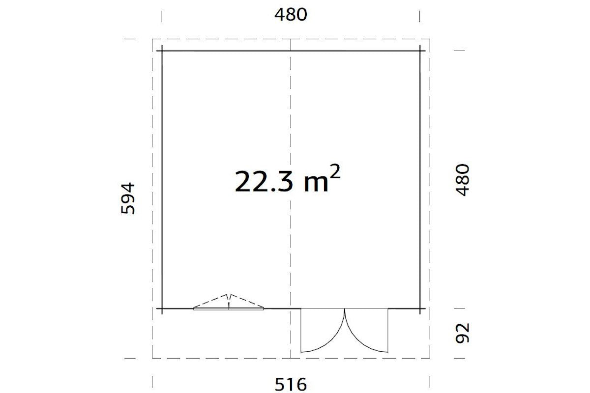 Palmako Gartenhaus Modell Britta 22,3 m² Grundriss