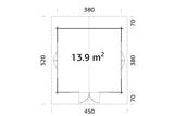 Palmako Gartenhaus Modell Irene 380 x 380 cm Grundriss