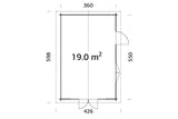 Palmako Gartenhaus Modell Irene 360 x 550 cm Grundriss