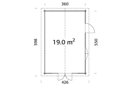 Palmako Gartenhaus Modell Irene 360 x 550 cm Grundriss