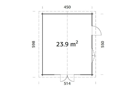 Palmako Gartenhaus Modell Irene 450 x 550 cm Grundriss
