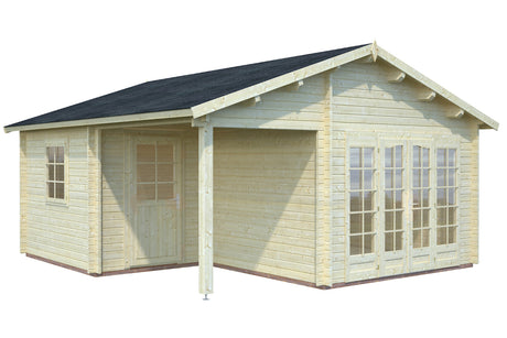 Palmako Gartenhaus Modell Irene 510 x 550 cm naturbelassen freigestellt gespiegelt