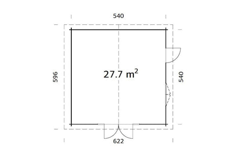 Palmako Gartenhaus Modell Irene 540 x 540 cm Grundriss