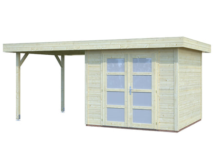 Palmako Gartenhaus Modell Lara 250 x 250 cm mit Schleppdach gespiegelt freigestellt