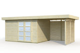 Palmako Gartenhaus Modell Lara 350 x 250 cm mit Schleppdach und Wandelementen freigestellt