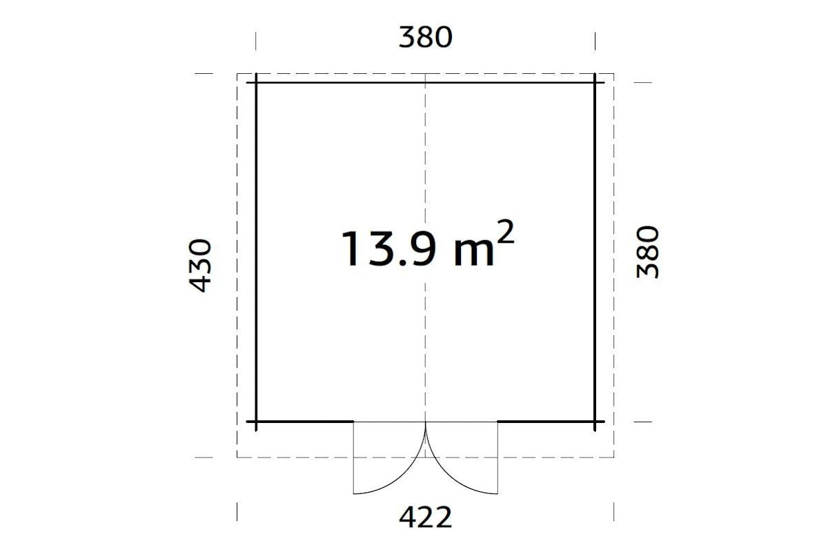 Palmako Gartenhaus Modell Lotta 13,9 m² Grundriss