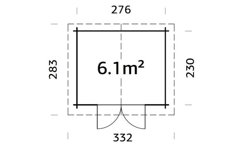 Palmako Gartenhaus Modell Valentine 276 x 230 cm Grundriss