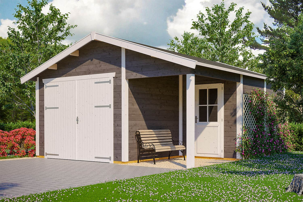 Skan Holz Holzgarage Varberg 2 schiefergrau