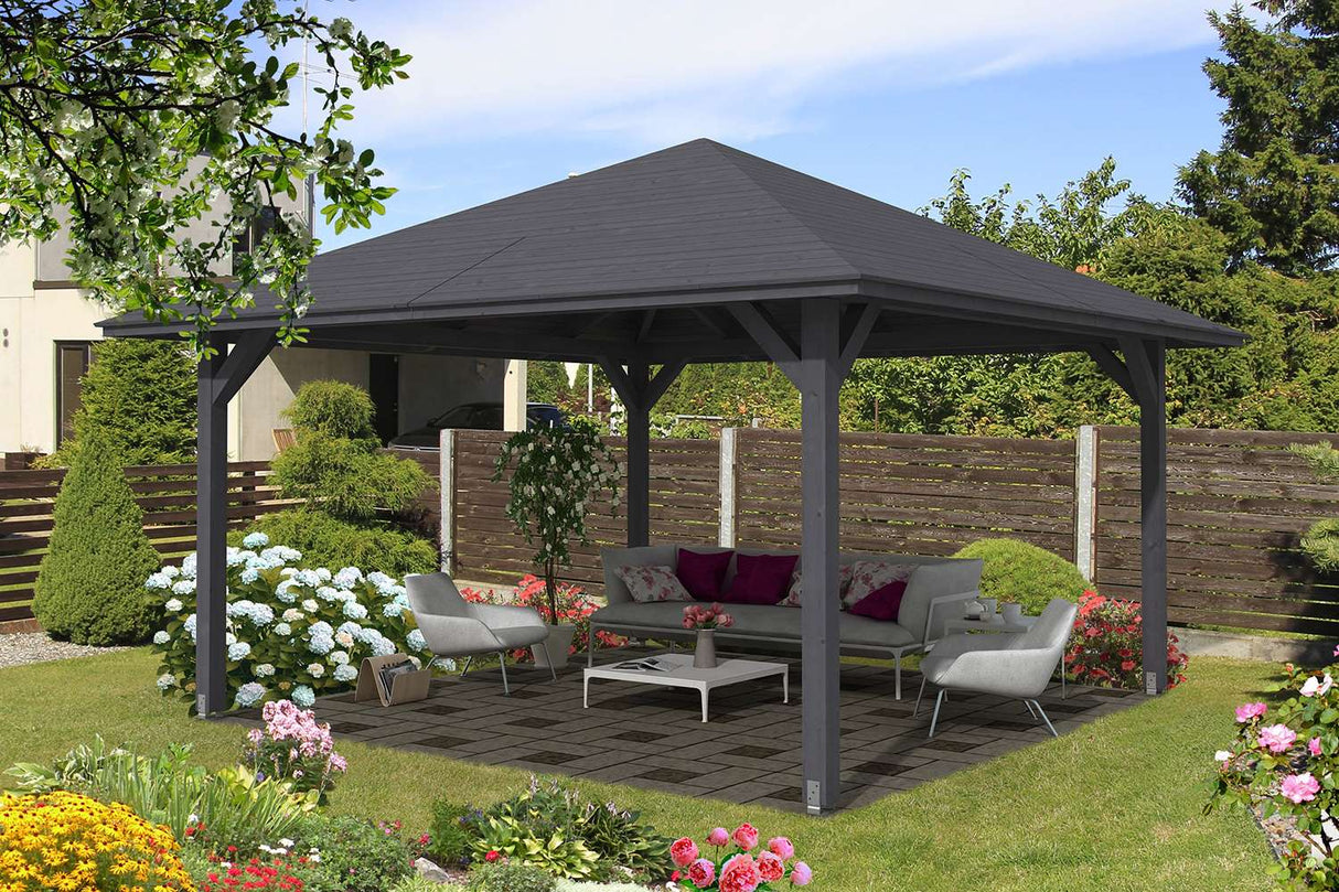 Skan Holz Pavillon Modell Cannes 3 schiefergrau
