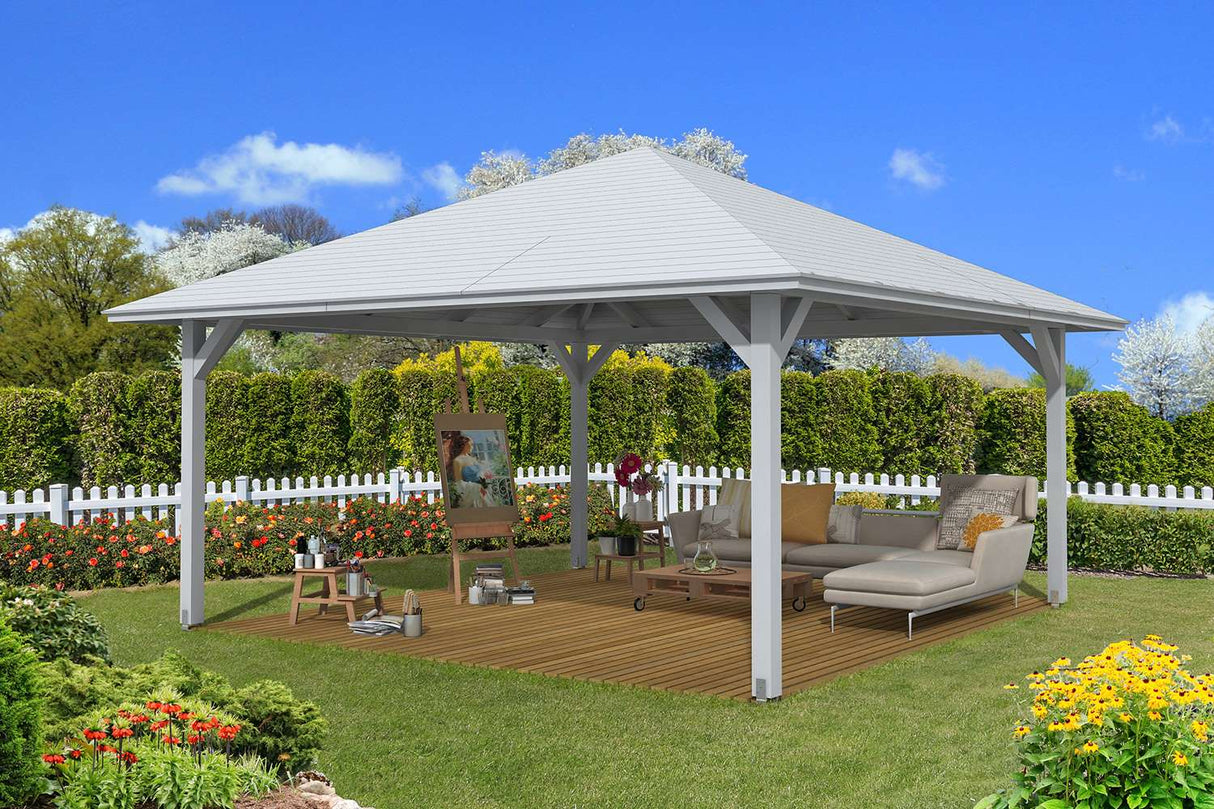 Skan Holz Pavillon Modell Cannes 4 weiß