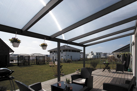 Skan Holz Terrassenüberdachung Garda 434 cm Detailansicht Anthrazit