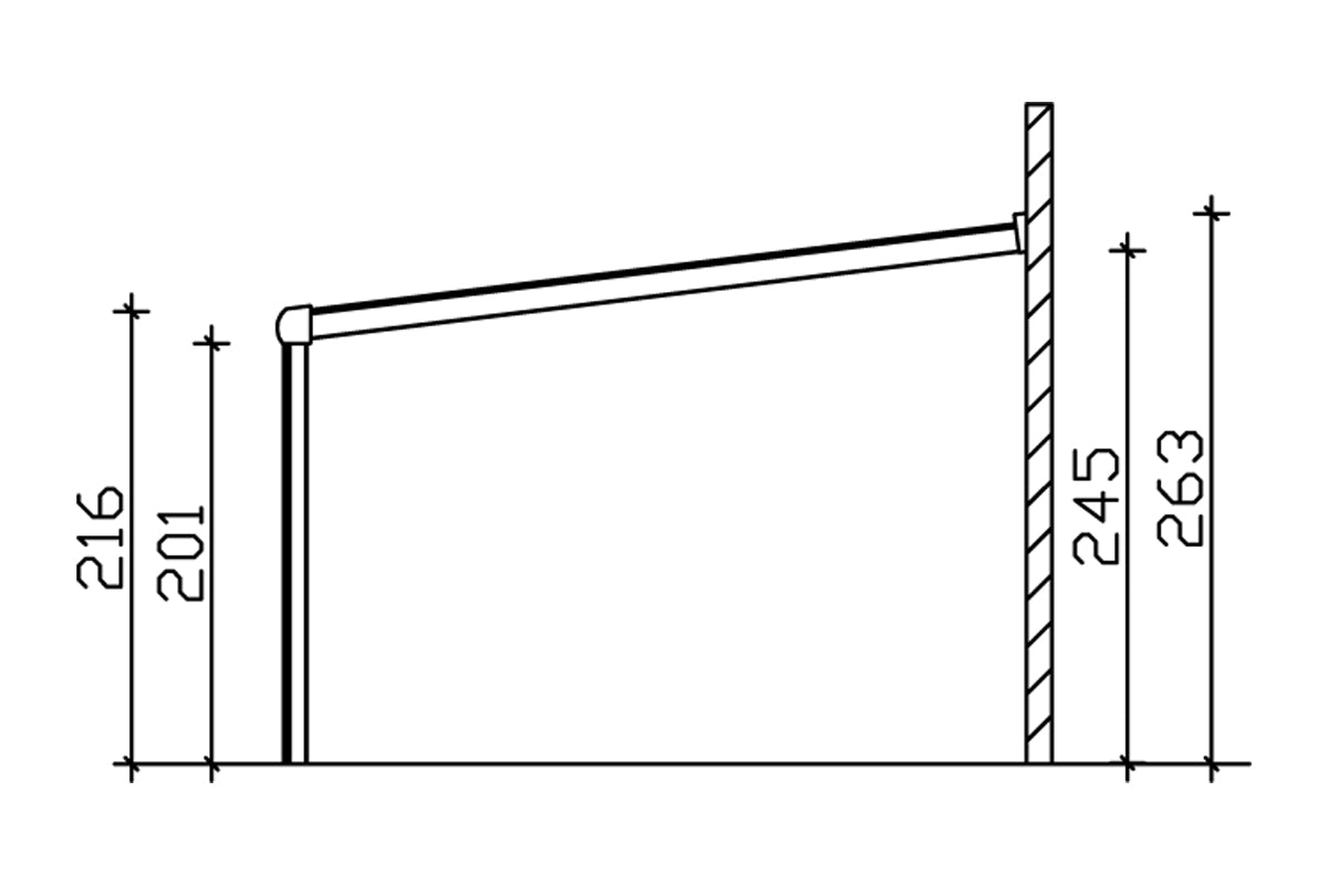 Skan Holz Terrassenüberdachung Garda 434x357 cm Seitenschnitt