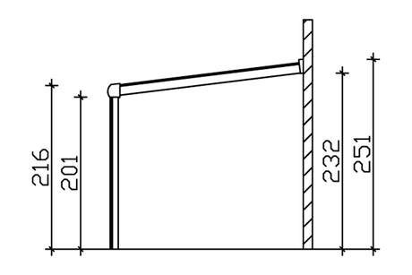 Skan Holz Terrassenüberdachung Garda 648x257 cm Seitenschnitt
