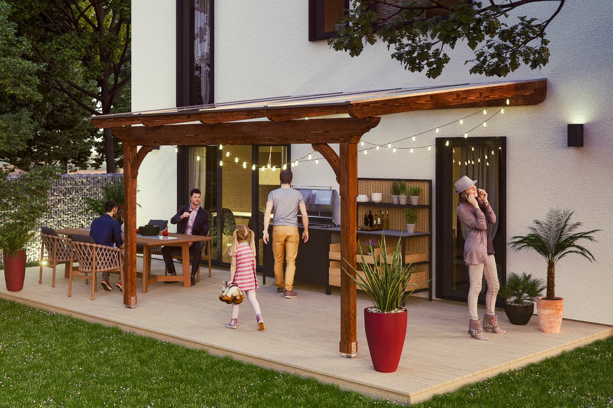 Skan Holz Terrassenüberdachung Modell Ravenna 434 cm Naturbelassen