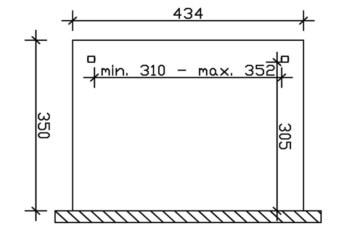 Skan Holz Terrassenüberdachung Modell Ravenna 434x350 cm Grundriss