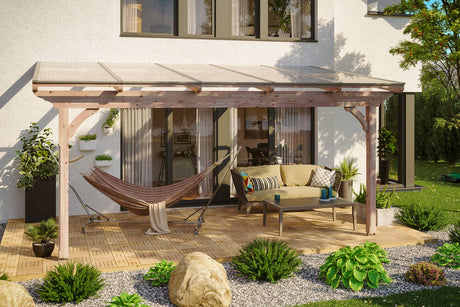 Skan Holz Terrassenüberdachung Modell Ravenna 541 cm Naturbelassen