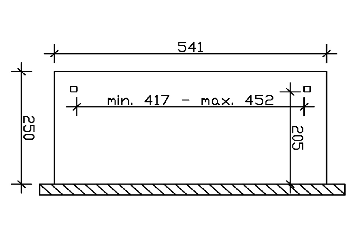Skan Holz Terrassenüberdachung Modell Ravenna 541x250 cm Grundriss