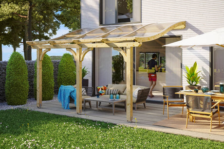 Skan Holz Terrassenüberdachung Modell Venezia 434 cm Naturbelassen