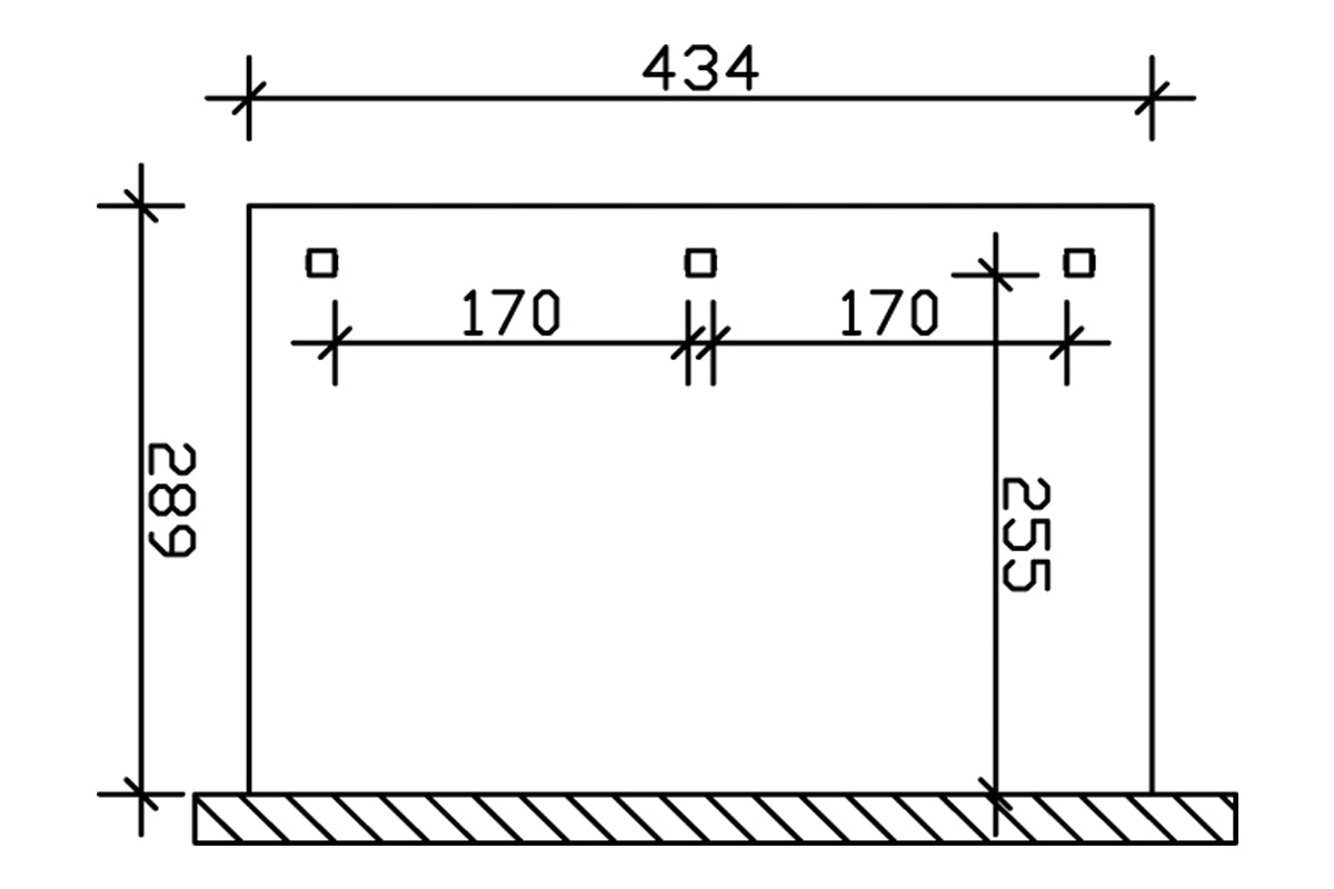 Skan Holz Terrassenüberdachung Modell Venezia 434x289 cm Grundriss