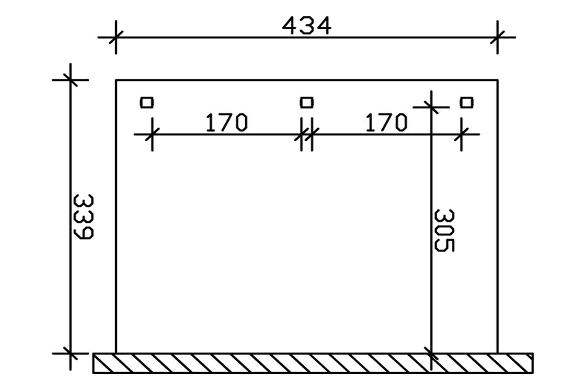 Skan Holz Terrassenüberdachung Modell Venezia 434x339 cm Grundriss