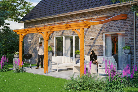 Skan Holz Terrassenüberdachung Modell Venezia 541 cm Eiche hell