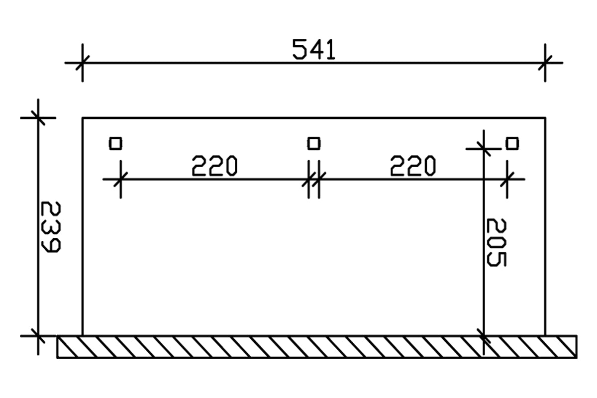 Skan Holz Terrassenüberdachung Modell Venezia 541x239 cm Grundriss