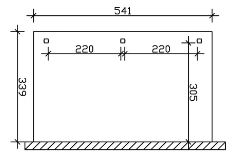 Skan Holz Terrassenüberdachung Modell Venezia 541x339 cm Grundriss