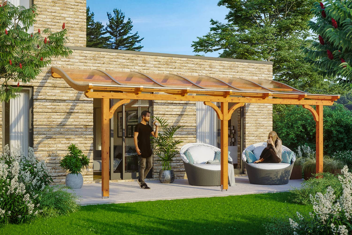 Skan Holz Terrassenüberdachung Modell Venezia 648 cm Eiche hell