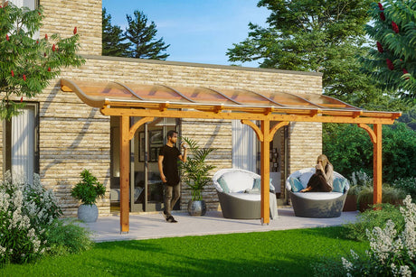 Skan Holz Terrassenüberdachung Modell Venezia 648 cm Eiche hell