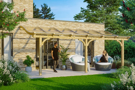 Skan Holz Terrassenüberdachung Modell Venezia 648 cm Naturbelassen