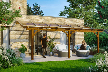 Skan Holz Terrassenüberdachung Modell Venezia 648 cm Nussbaum