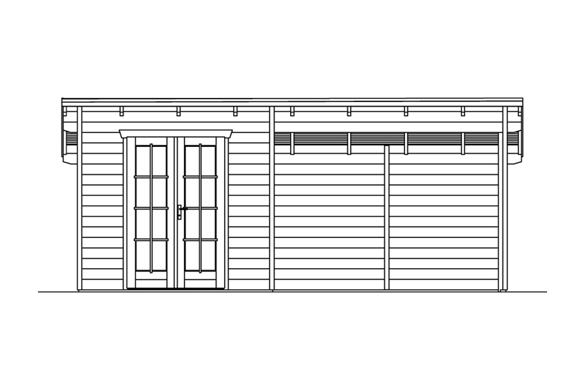 Skan Holz Gartenhaus Modell Texel Ansicht Vorne