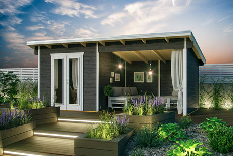 Skan Holz Gartenhaus Modell Texel schiefergrau