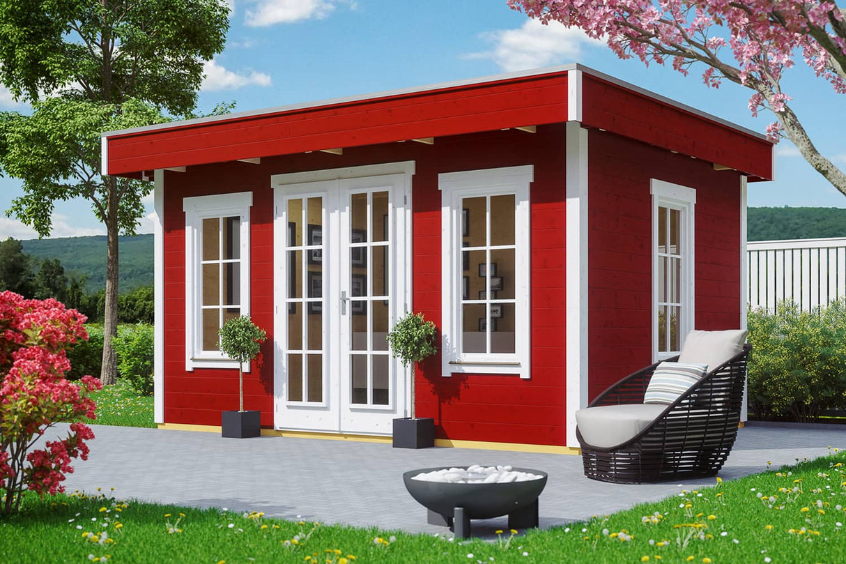 Skan Holz Gartenhaus Modell Basel schwedenrot