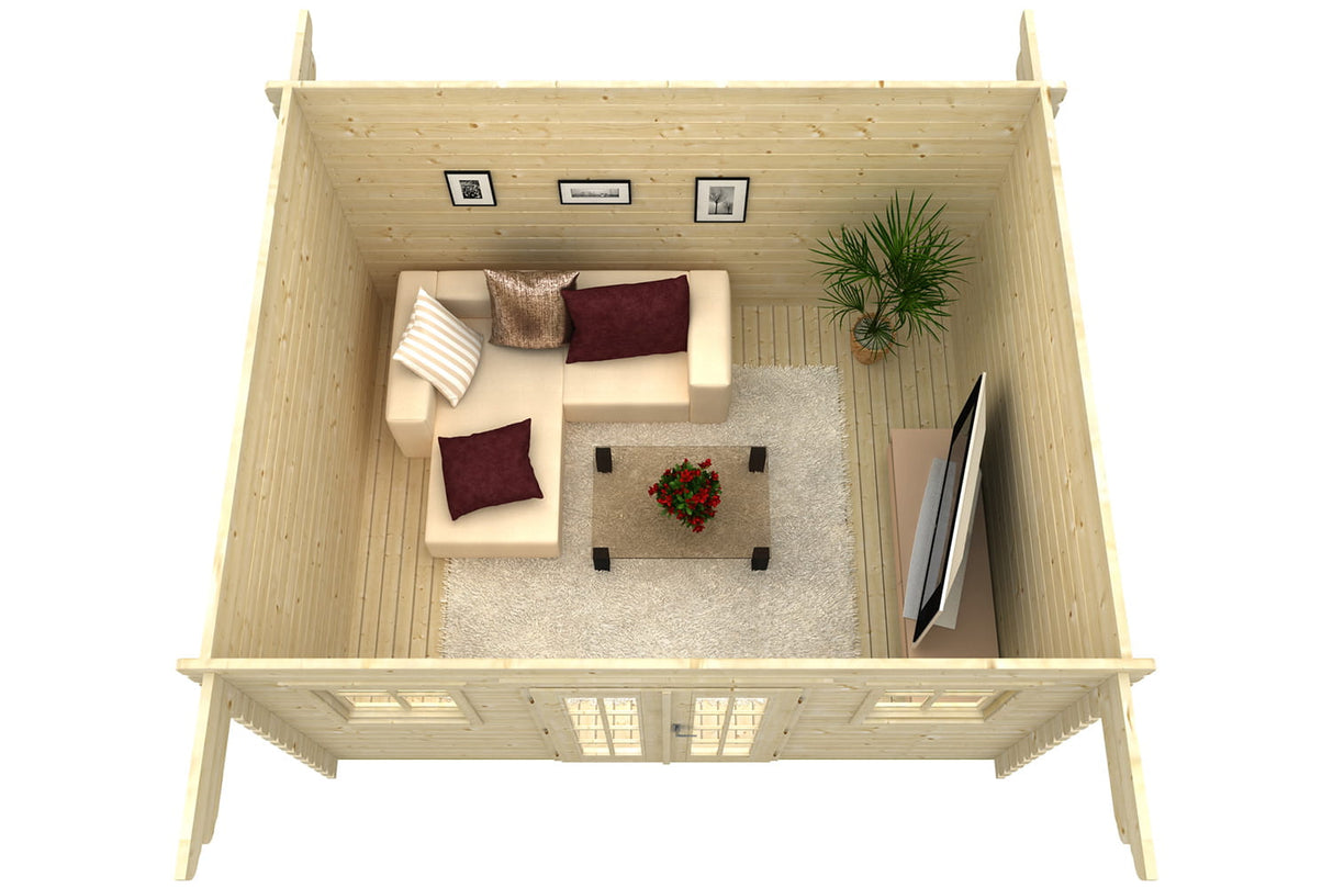 Skan Holz Gartenhaus Modell Davos visualisiert