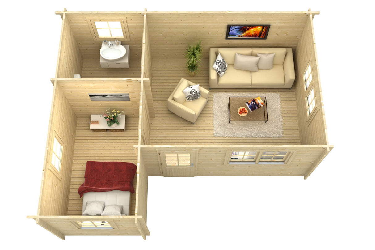 Skan Holz Ferienhaus Modell St. Moritz visualisiert