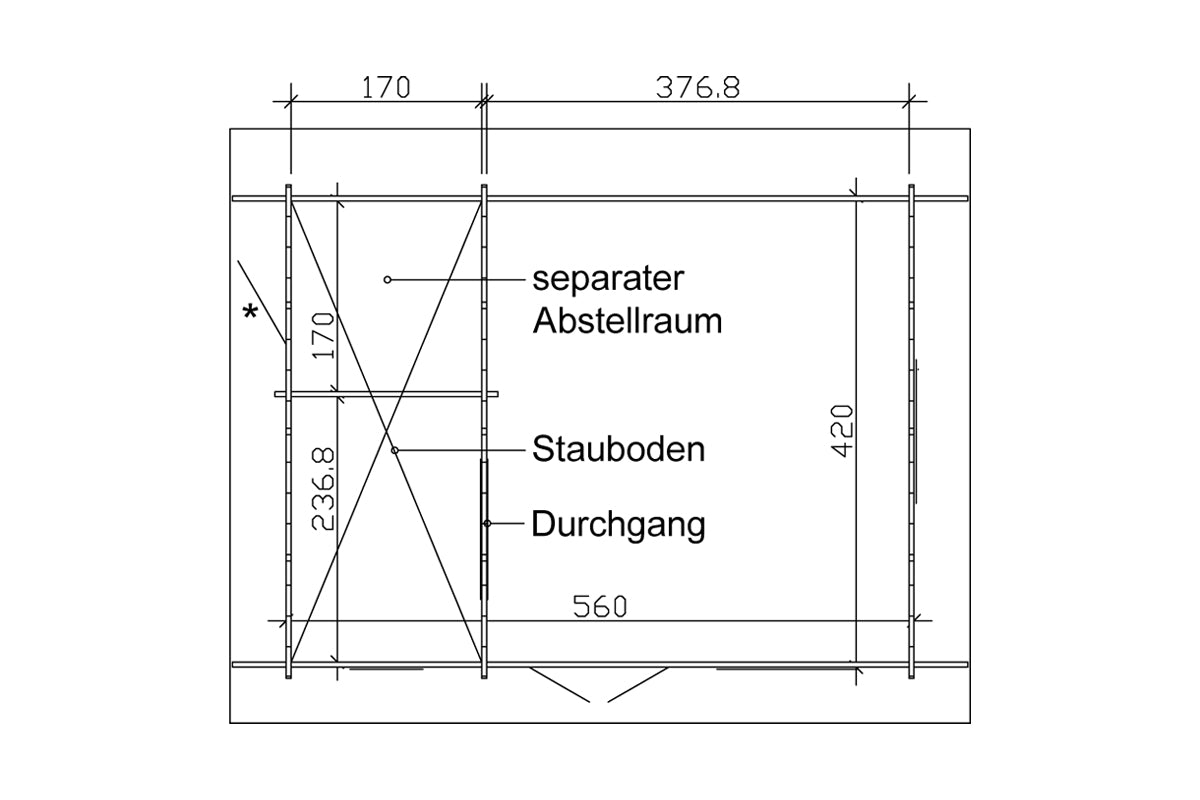 Skan Holz Gartenhaus Modell Esbjerg 2 Grundriss