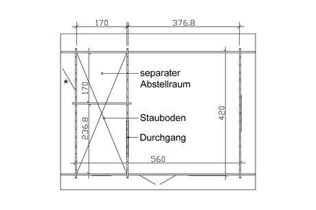 Skan Holz Gartenhaus Modell Esbjerg 2 Grundriss
